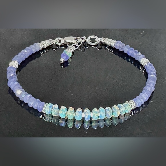 New  AAA Tanzanite & Ethiopian Welo Opal Bracelet — Sterling Silver - Picture 5 of 8